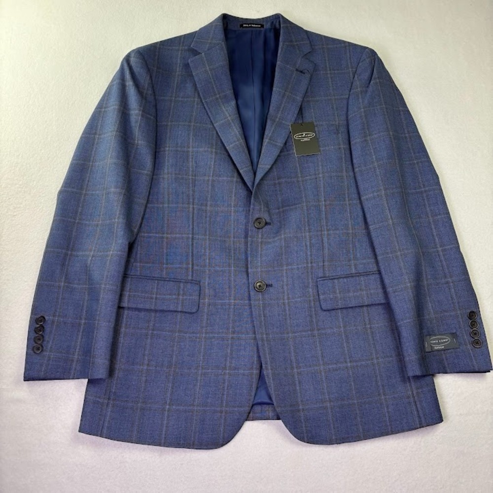 Pronto Uomo Platinum Men's Blazer Size 40 R‎ NWT Blue Plaid 2 Button Notch